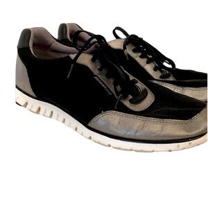 Cole Haan Zero Grand Classic Sneaker black silver metallic lace up Size 7